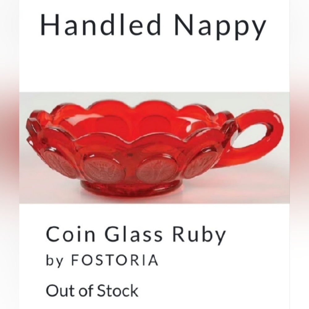 Vntg Coin Glass Ruby 6 3/8" Handled Nappy by Fostoria